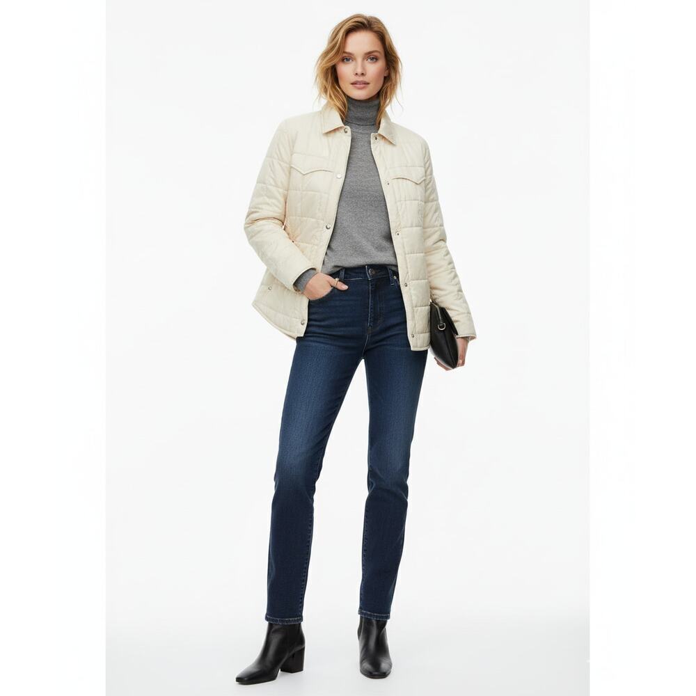 Woolrich Cream Quilted Snap Jacket Sz M Moccasin Color